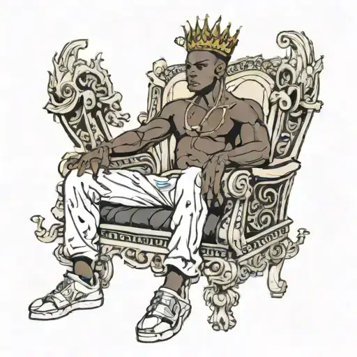 Muscular Black Boy On Throne