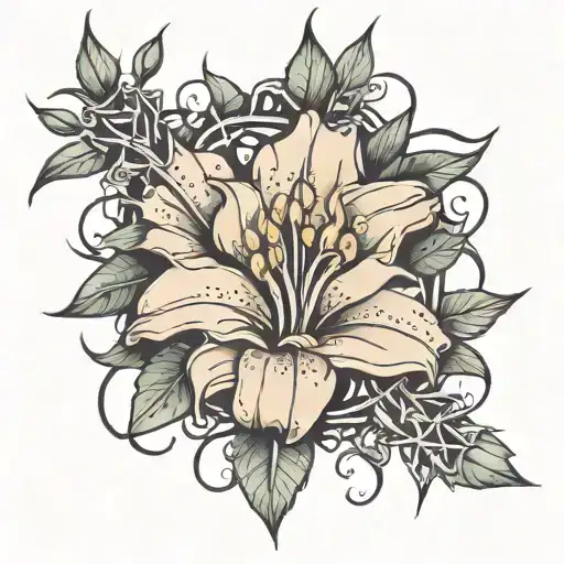 Lily Flower And Crown Of Thorns