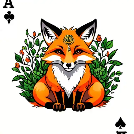 Ace Card With Fox Sitting