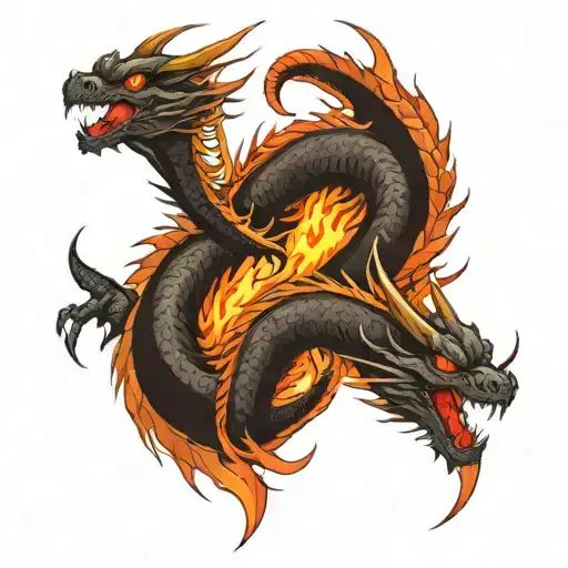 Double Dragons Breathing Fire