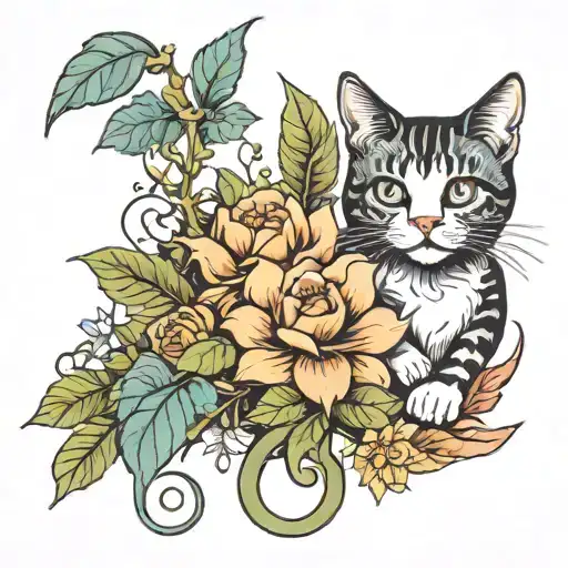 Cat And Gardening Incorporating Elements