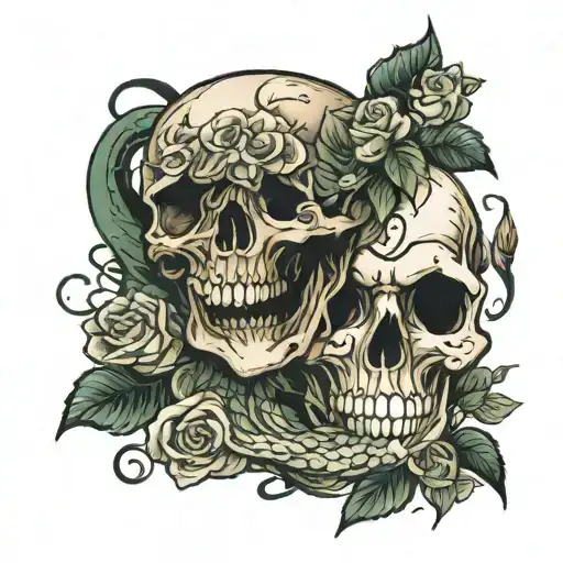Skull Roses And Snake