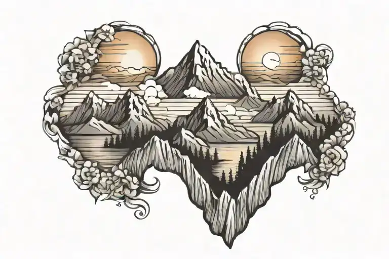 Mountains With Sunset Beach