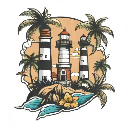 Lighthouse And Palm Tree