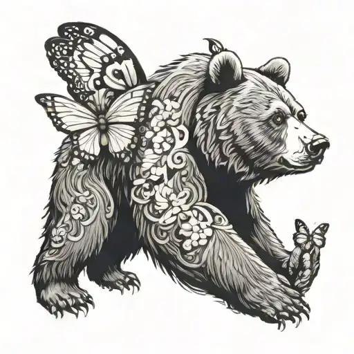 Bear With A Butterfly On Its Finger