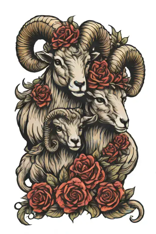 Male And Female Rams In Love With Crowns