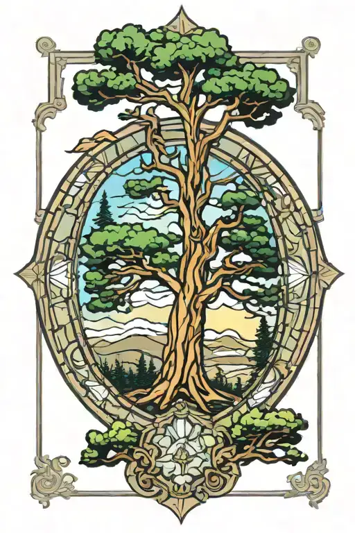 Sequoia Tree Stained Glass Window Design