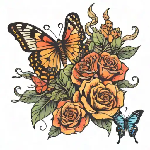 Scorpio With Roses And Butterfly Flying
