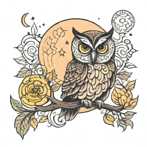 Owl And Moon