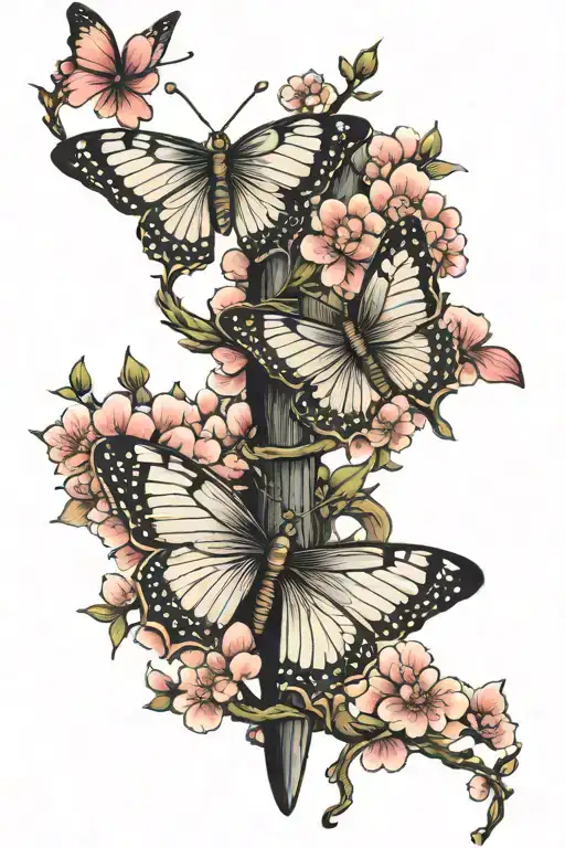 Cherry Blossom And Butterflies With Bible Scripture