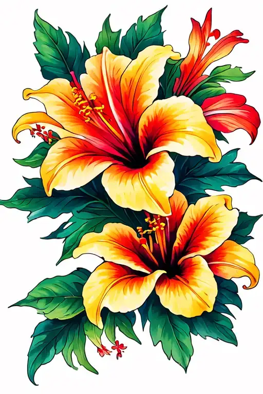 Lily And Hibiscus Flowers