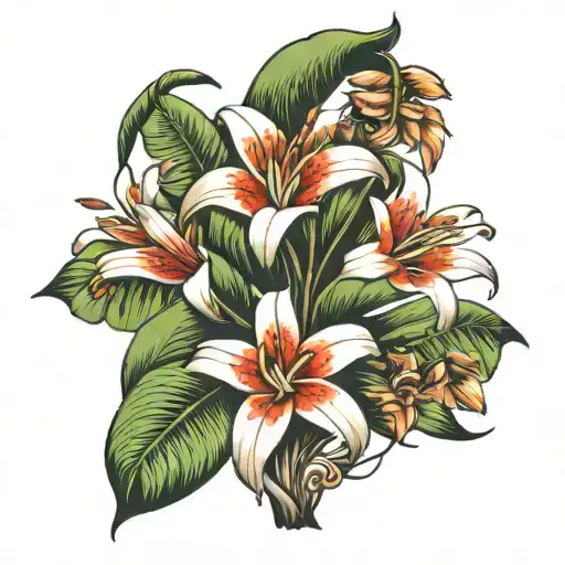 3 Palm Trees Lilly Flowers California