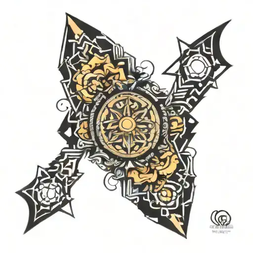 Full Sleeve Tattoo Geometry Style With Lots Of Different Symbols Blended In No Circular