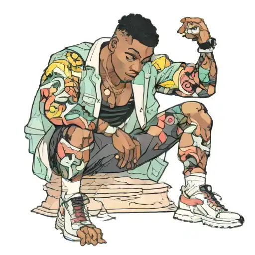 Muscular Black Boy In Pastel Jacket