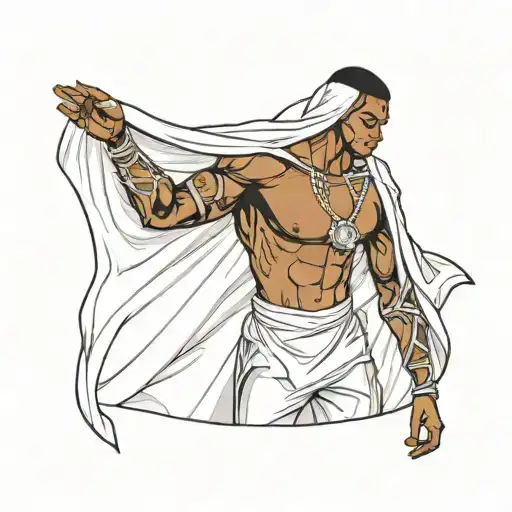 Muscular Black Boy In White Cape