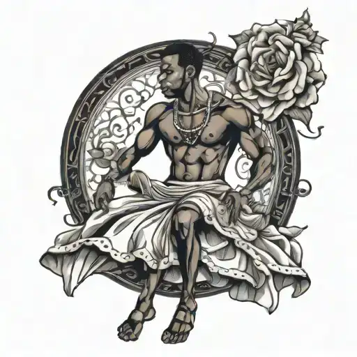 Muscular Black Boy In Crinoline Dress