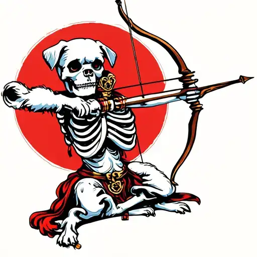 Shi Tzu Skeleton Shooting A Bow And Arrow