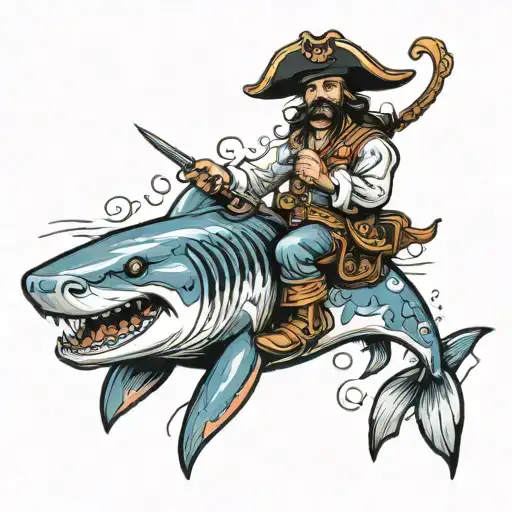 Pirate Riding Shark