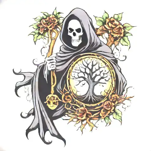 Grim Reaper With The Tree Of Life