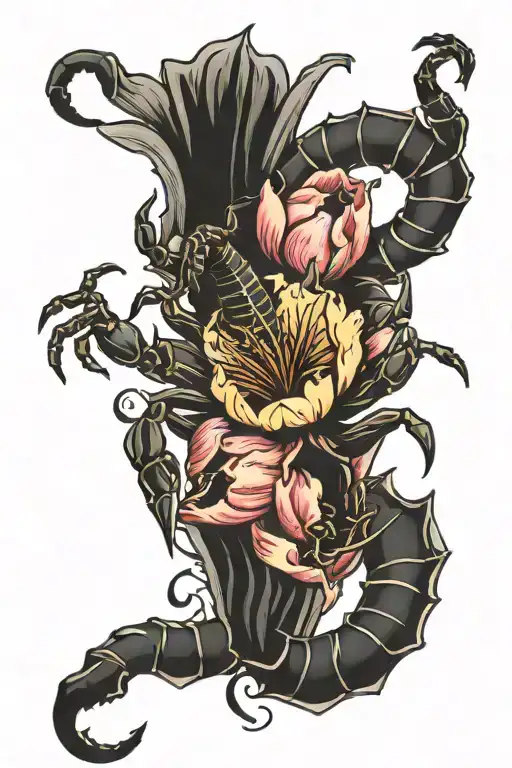 Scorpion Gaurding A Tulip Flower