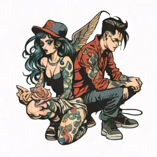 Hot Girl And Dainty Boy Kneeling