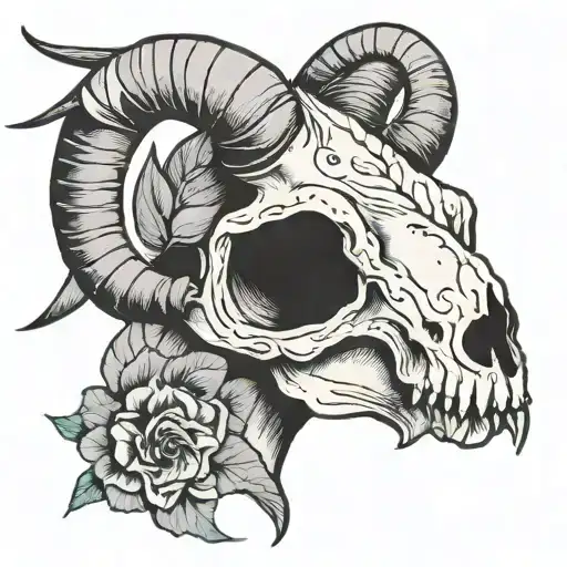 Half Goat Head Half Goat Skull