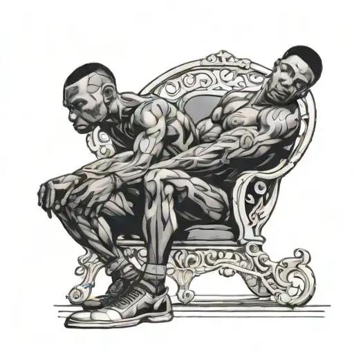 Muscular Black Boy Sitting Bizarrely On Chair