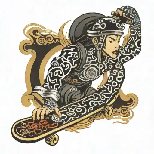 Warrior Japan Skateboard Ak47 Postapocalypsis Tattoo