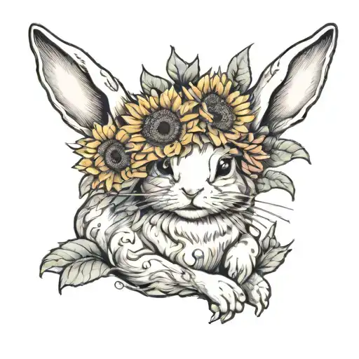 Bunny Holding Sunflower