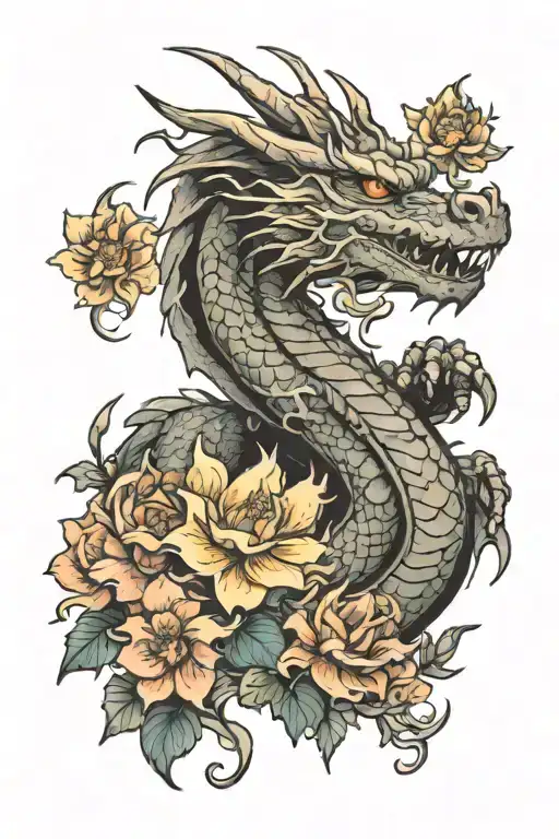 Dragon And Flowers