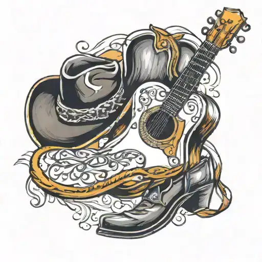 Country Music Guitar And Cowboy Boot