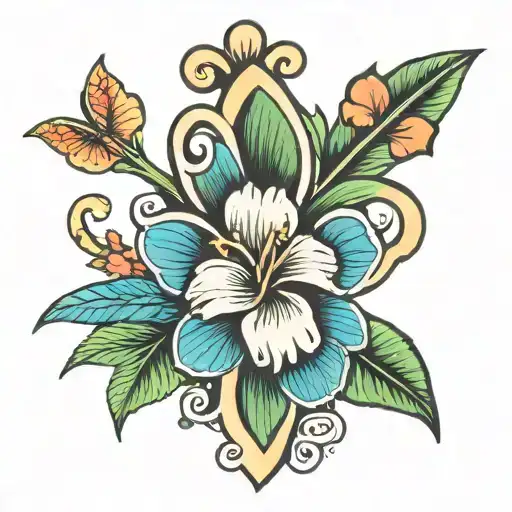 Hawaiian Flower With Cross