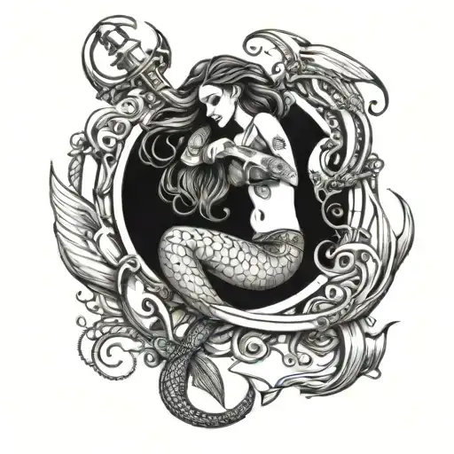 Mermaid And Anchor Intertwined