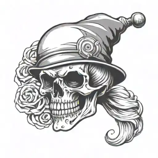 Skull With Clown Hat