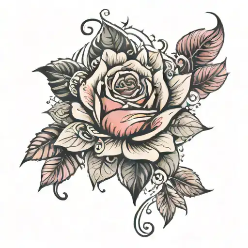 Mandala Design Incorporating Rose And Daisy Flower