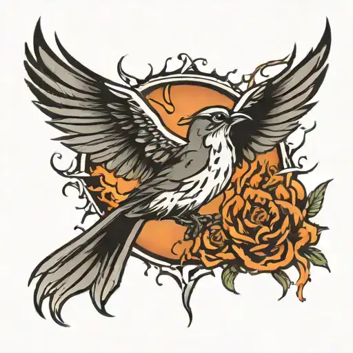 Bird Rising From Ashes