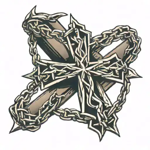 Cross Necklace Crown Of Thorns Around Arm