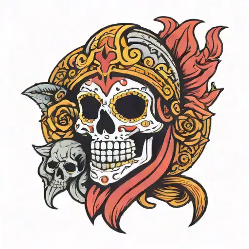 Sugar Skull Wearing A Spartan Helmet