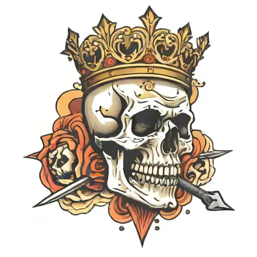 Skull Spade And Crown Surrounded