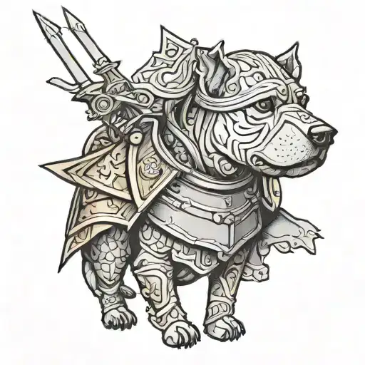 Dog In Knight Armor Holding Pike