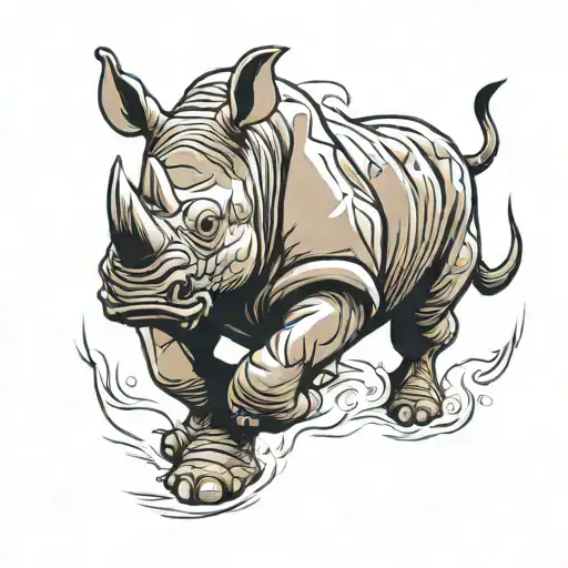 Running Rhino Cartoon