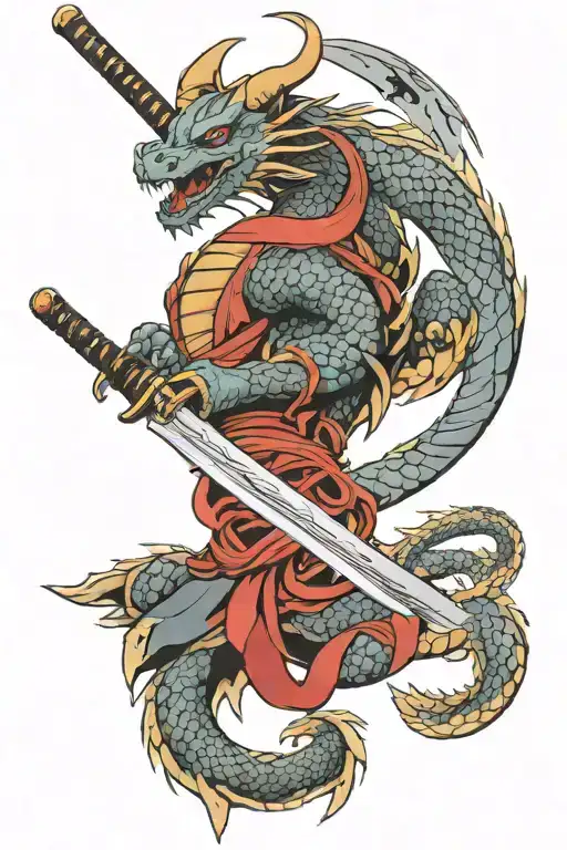 Katana Sword And Dragon Wrapped