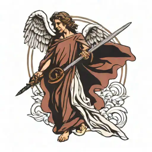 Biblical Angel Holding A Sword