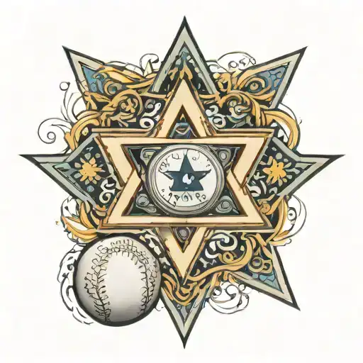 Star Of David With A Baseball In The Middle With The Name Joey On It