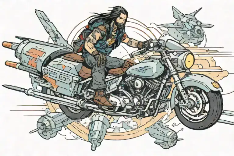 Johnny Silverhand From Game Cyberpunk 2077 Riding A Flying Bomb