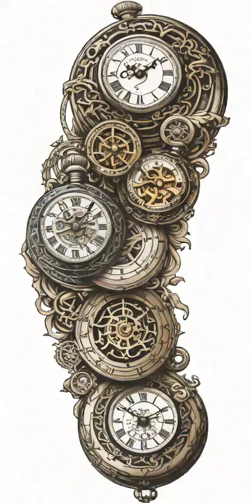5 Pocket Watches Merging Together With Kids Names Subtly Incorporated