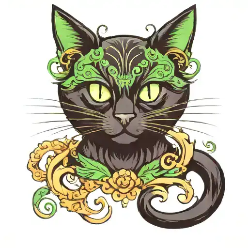 Black Cat With Green Eyes