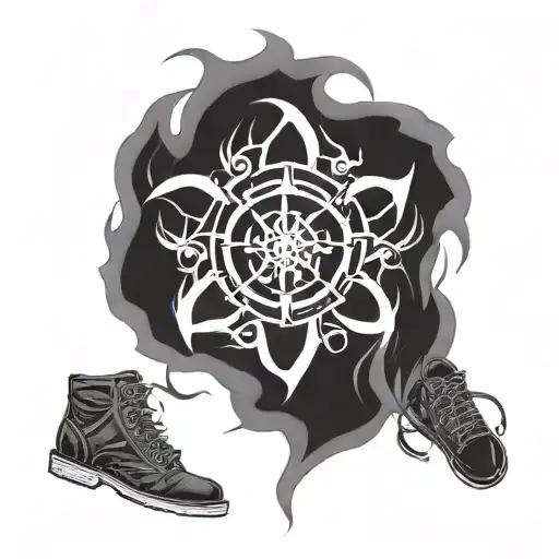 Linkin Park Hybrid Theory Logo With Feet On Fire