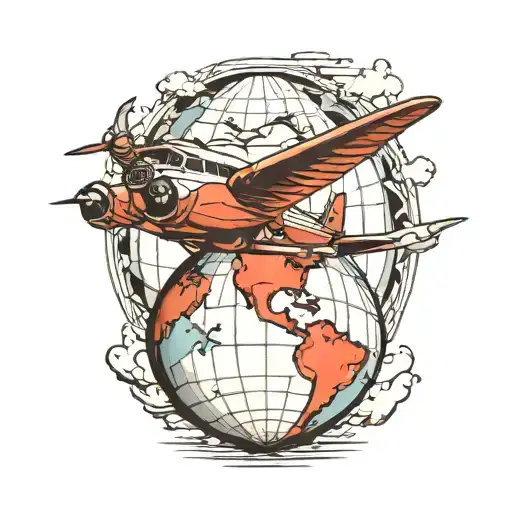 Airplane Fly Next To World Globe