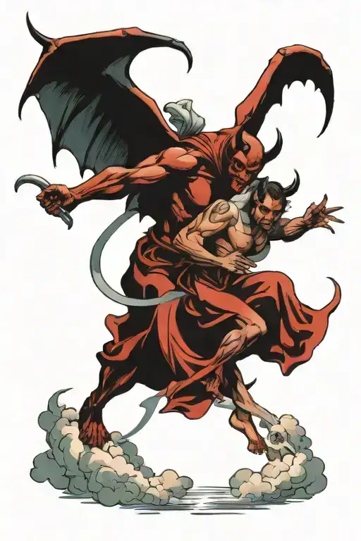 Devil Pulling Angel Down From Heaven